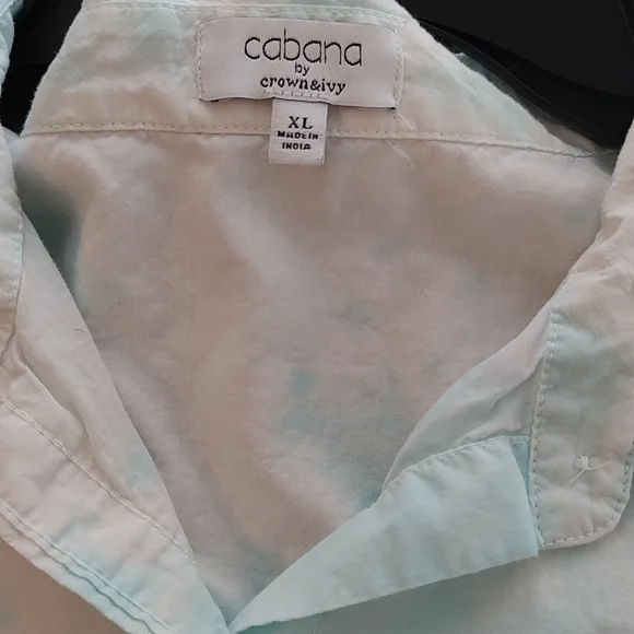 Crown & Ivory Men's White and Blue Cloud Button Down Long Sleeve XL - Picture 4 of 4